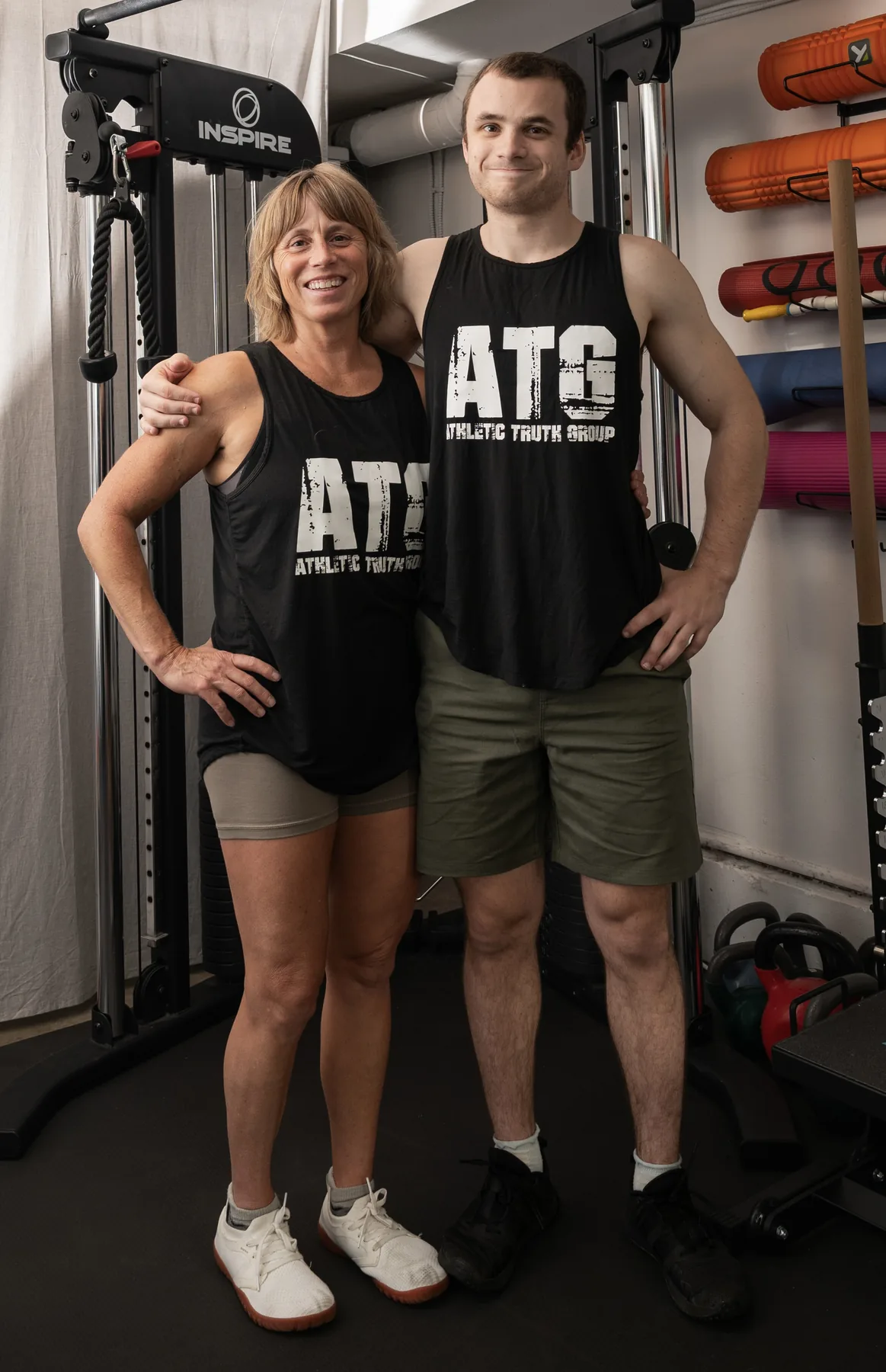 Allison Pelot and her son at her SE Portland studio